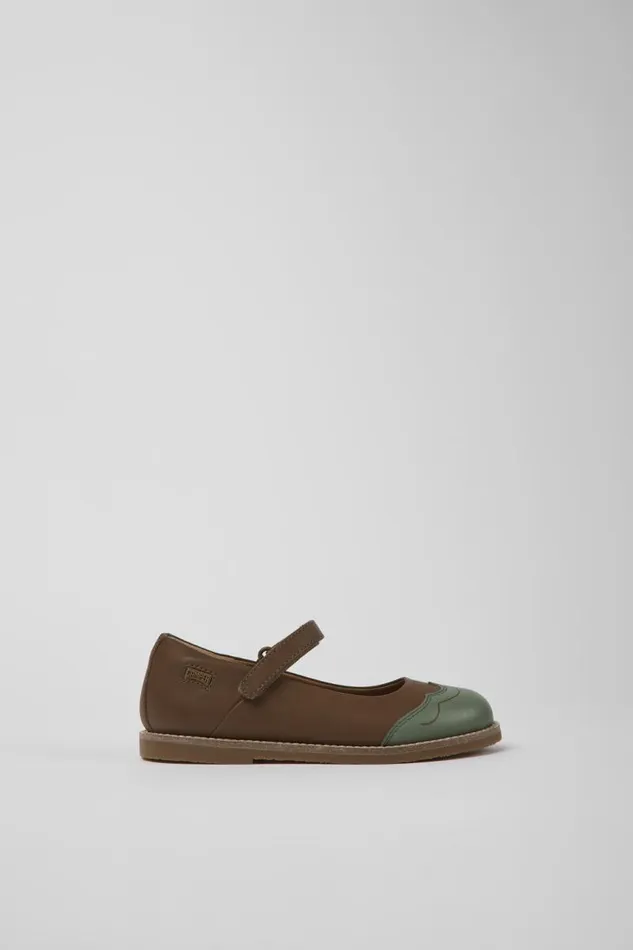 Ballerinas Kids Camper Twins Brown And Green Leather Ballerinas Ballerinas Kids Camper Twins Brown And Green Leather Ballerinas