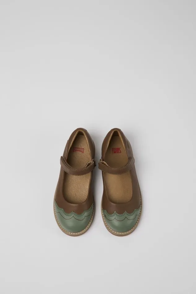 Ballerinas Kids Camper Twins Brown And Green Leather Ballerinas Ballerinas Kids Camper Twins Brown And Green Leather Ballerinas