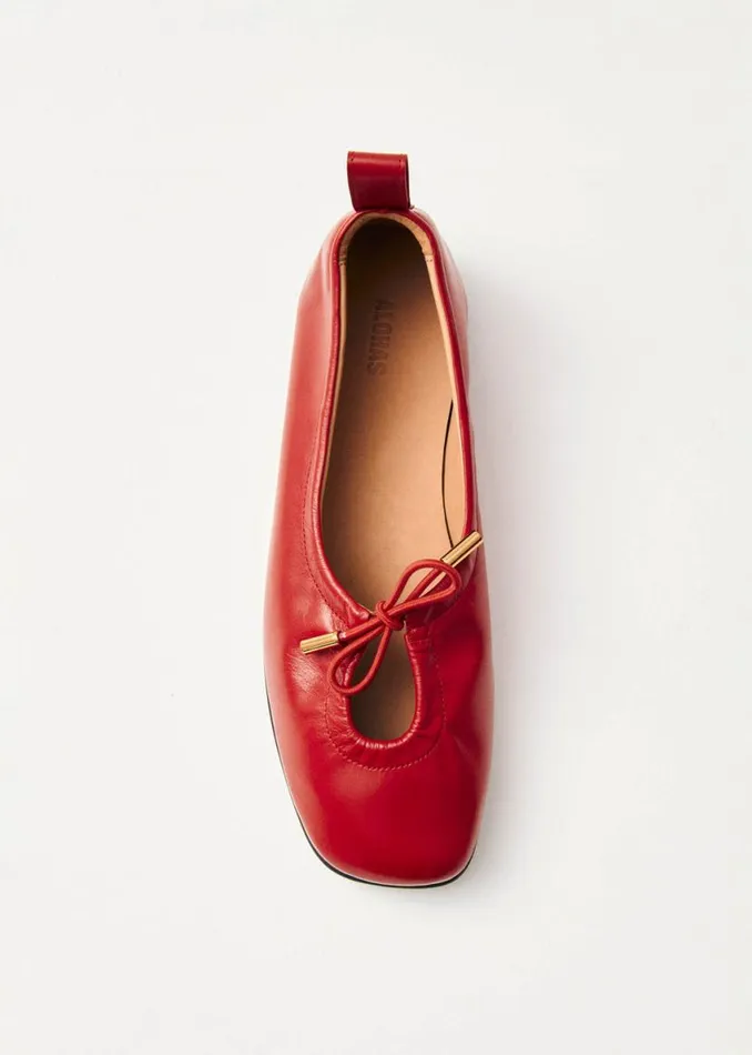 Ballet Flats Women ALOHAS Rosalind Red Leather Ballet Flats
