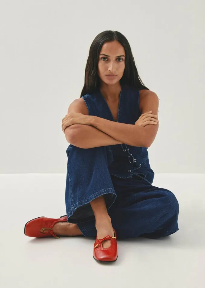 Ballet Flats Women ALOHAS Rosalind Red Leather Ballet Flats
