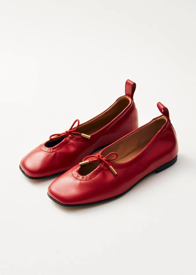 Ballet Flats Women ALOHAS Rosalind Red Leather Ballet Flats