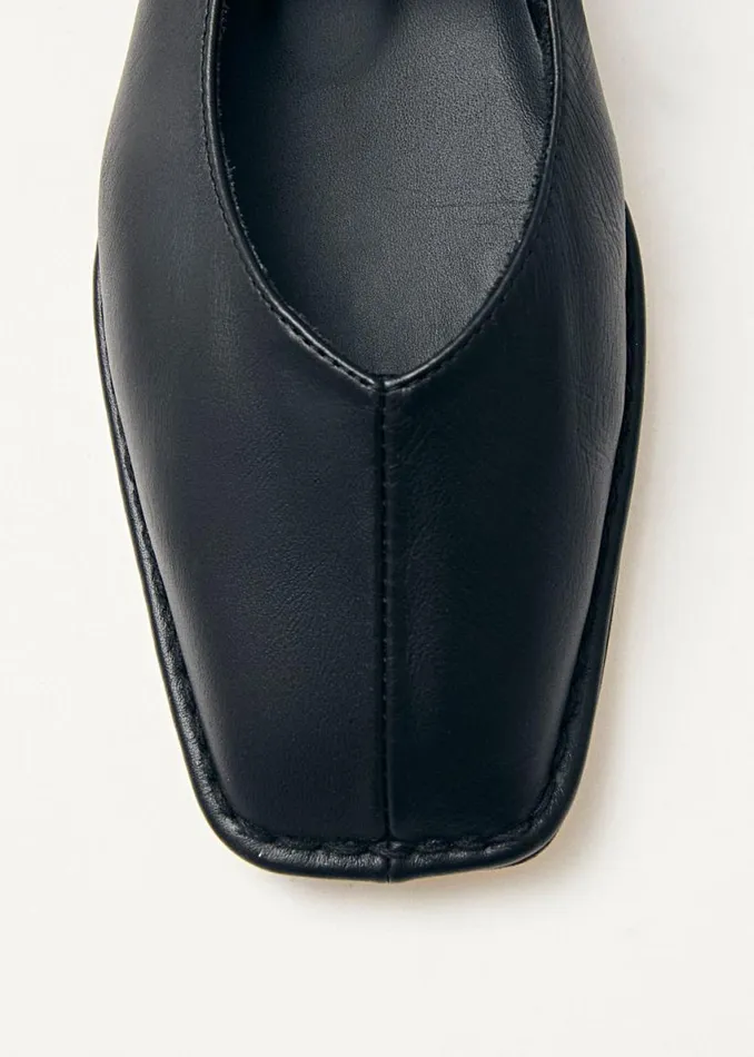 Ballet Flats Women ALOHAS Sway Black Leather Ballet Flats