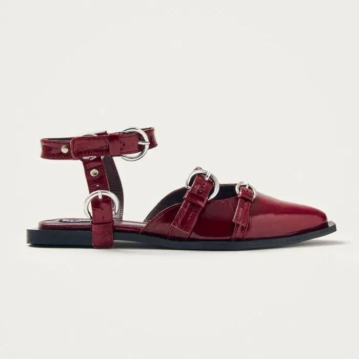Ballet Flats Women ALOHAS Thalara Onix Burgundy Leather Ballet Flats