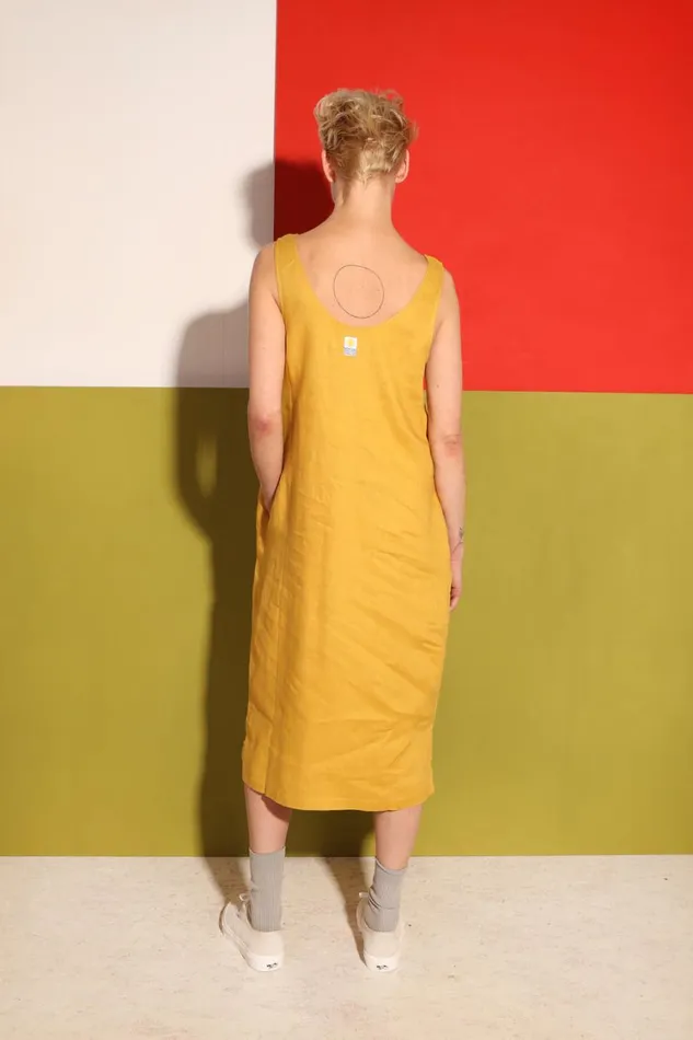 Basic Linen Shift Dress Ochre WomensShop LF Markey Dresses