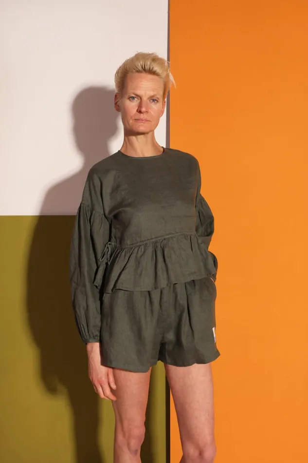 Basic Linen Shorts Moss WomensShop LF Markey Shorts