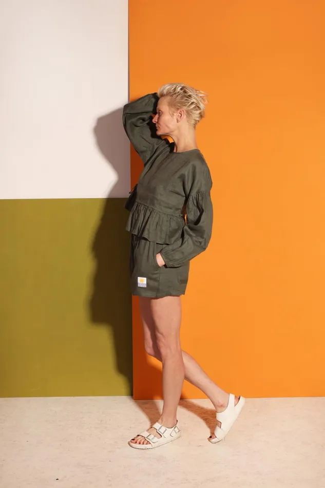 Basic Linen Shorts Moss WomensShop LF Markey Shorts
