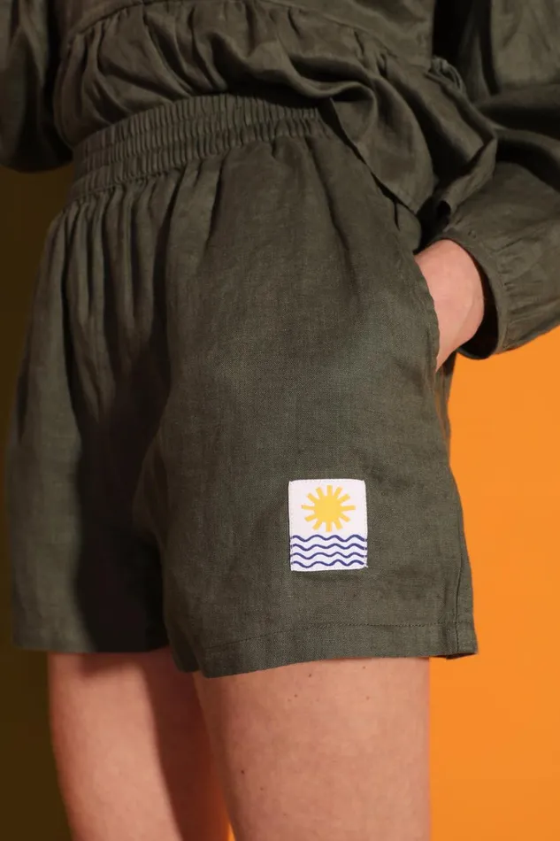 Basic Linen Shorts Moss WomensShop LF Markey Shorts