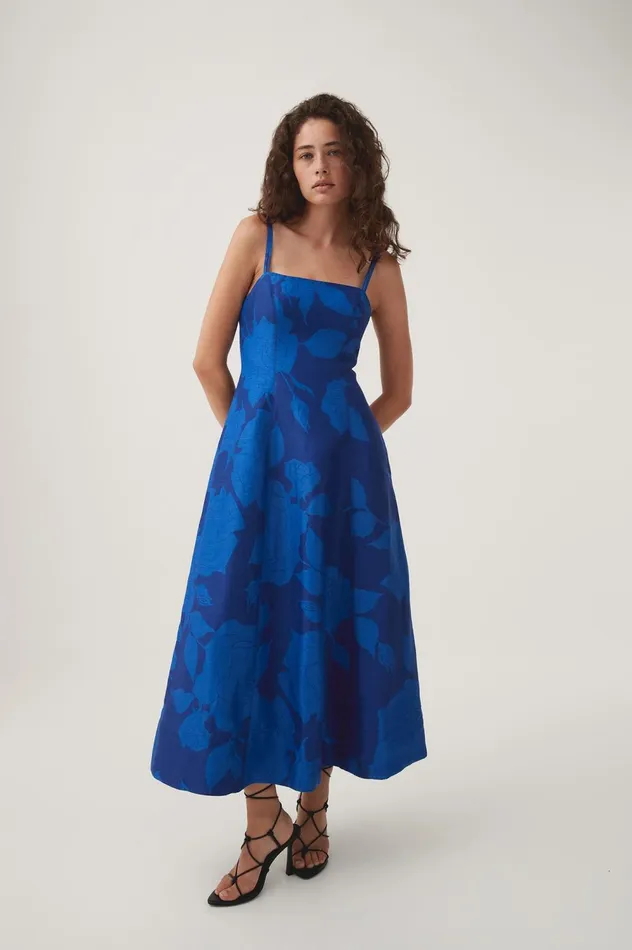 Belonging Flared Midi Dress Electric Rose Women Aje Cocktail Dresses