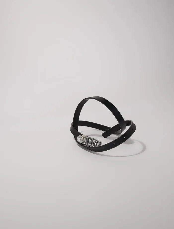 Belts Women Maje Slim Rhinestone Belt Black