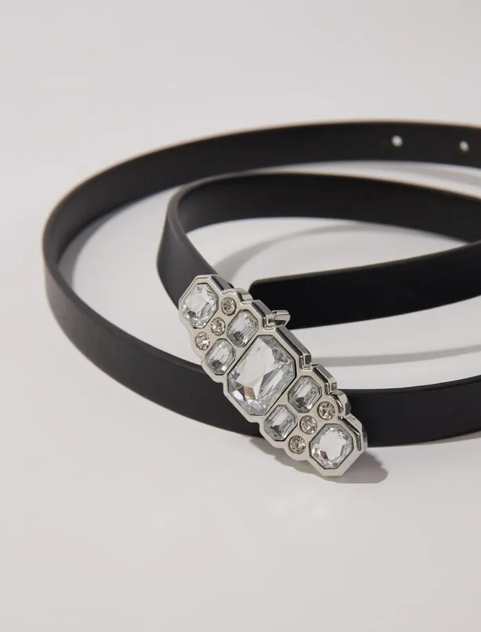 Belts Women Maje Slim Rhinestone Belt Black