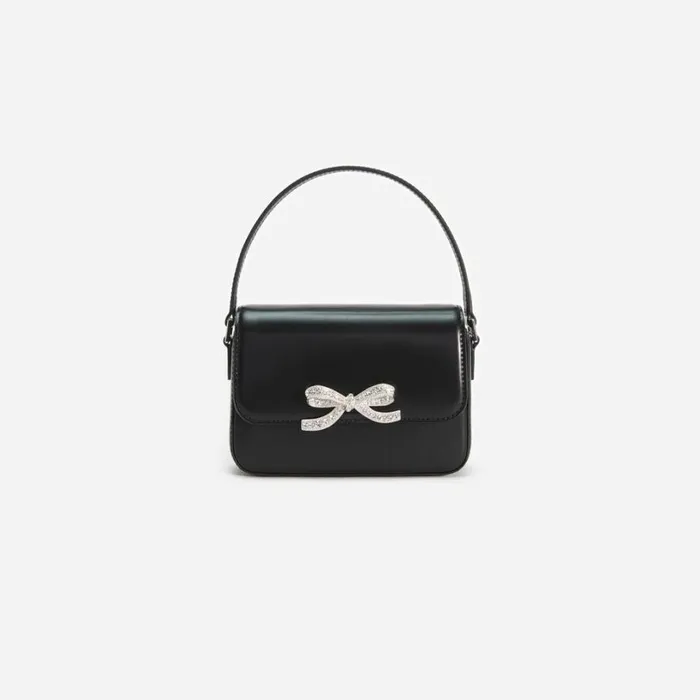 Black Leather Micro Bag Women Self Portrait Micro