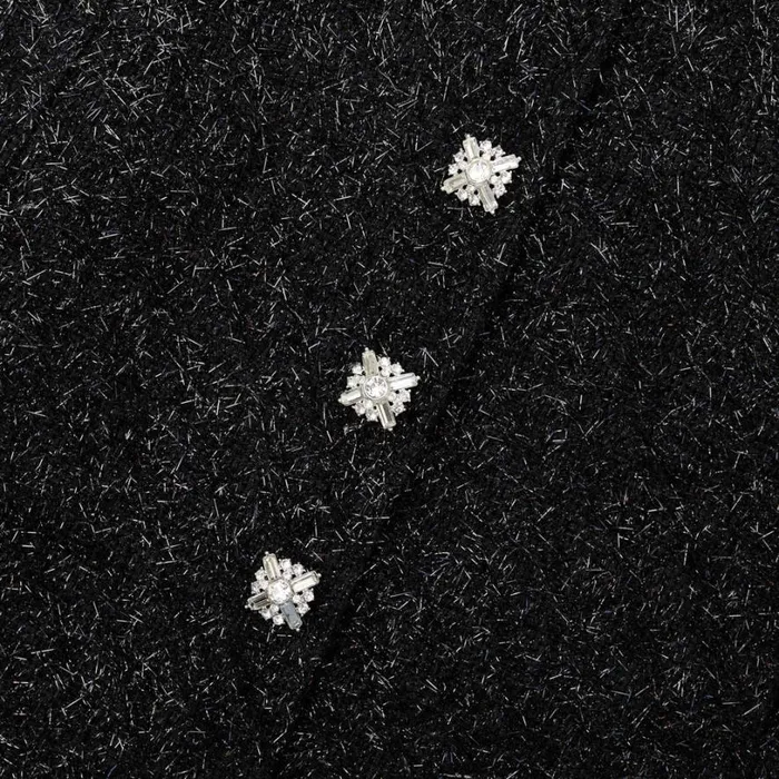 Black Tinsel Boucle Buttoned Midi Dress Women Self Portrait Dresses Black Tinsel Boucle Buttoned Midi Dress Women Self Portrait Dresses