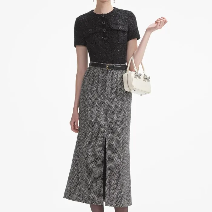 Black Tinsel Boucle Top Women Self Portrait Tops Black Tinsel Boucle Top Women Self Portrait Tops