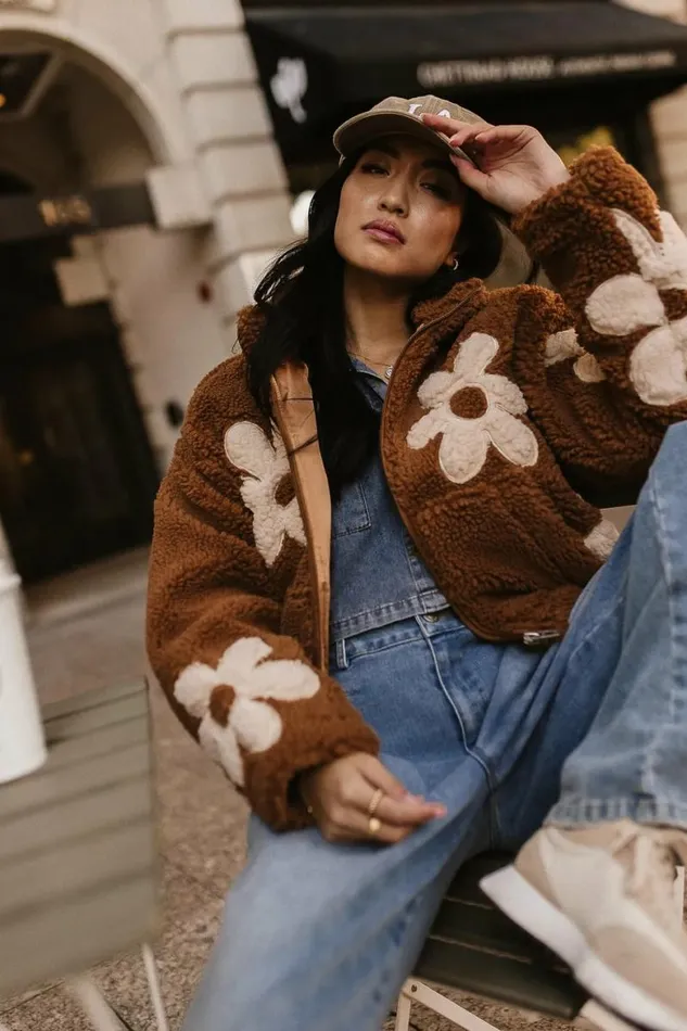 BlankNYC Floral Teddy Jacket In Brown Brown Women Bohme Outerwear