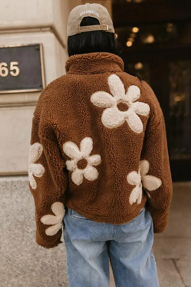 BlankNYC Floral Teddy Jacket In Brown Brown Women Bohme Outerwear