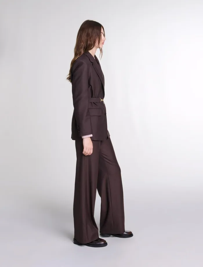 Blazers and Jackets Women Maje Belted Suit Jacket Brown