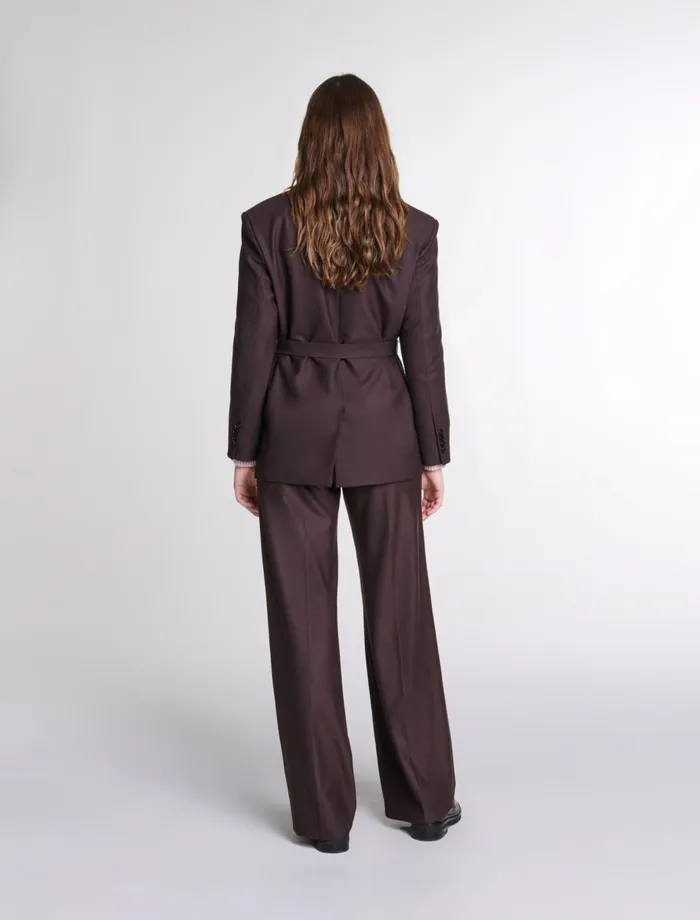 Blazers and Jackets Women Maje Belted Suit Jacket Brown