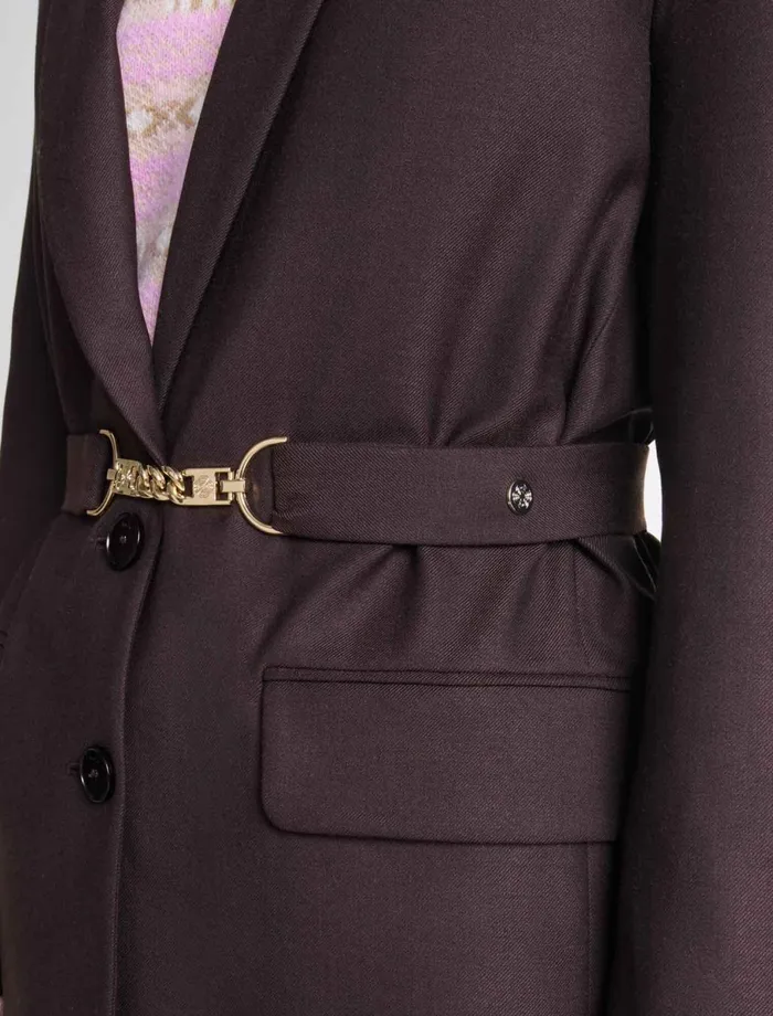 Blazers and Jackets Women Maje Belted Suit Jacket Brown