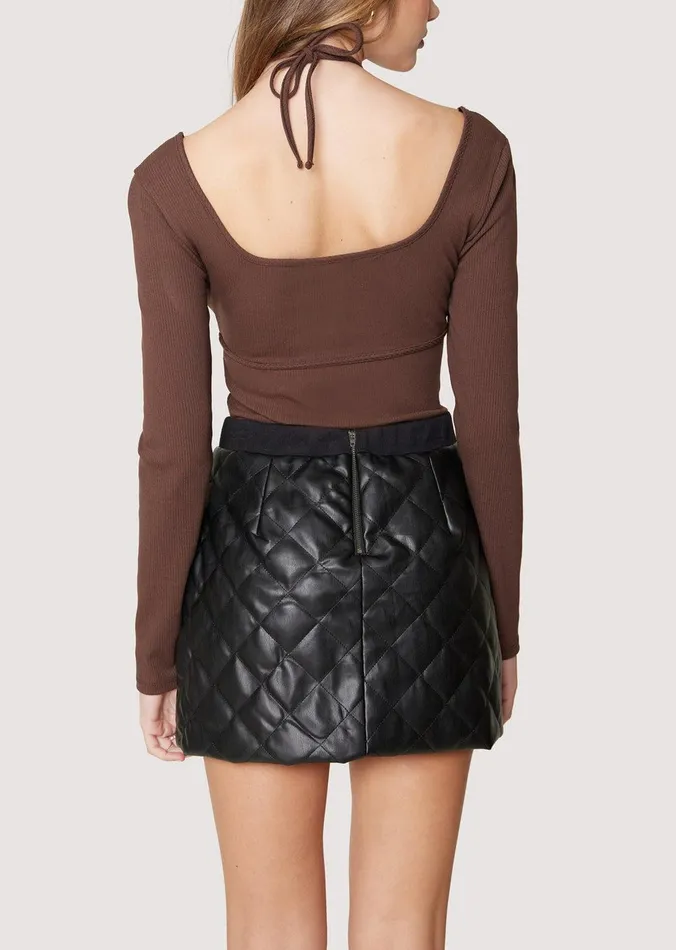 Bold Move Long Sleeve Bodysuit Darkbrown Women Lost Wander Tops