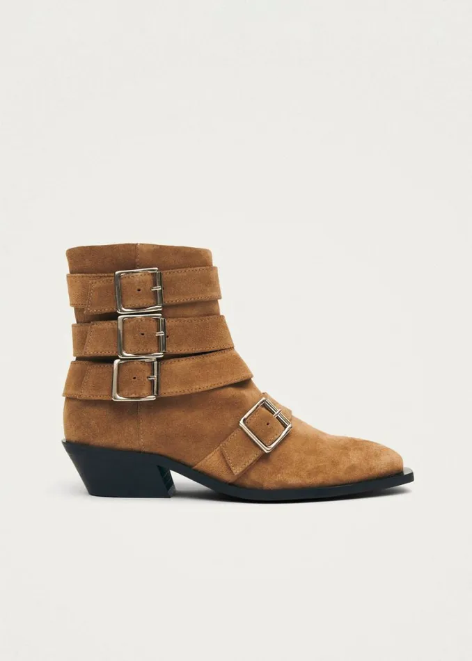 Boots Women ALOHAS Eras Suede Tan Leather Ankle Boots