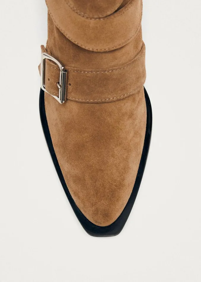Boots Women ALOHAS Eras Suede Tan Leather Ankle Boots