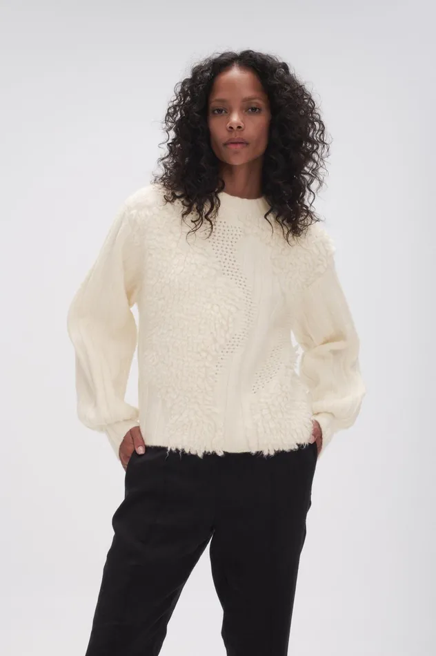 Botanica Knit Jumper Ivory Women Aje Knitwear 038 Jumpers