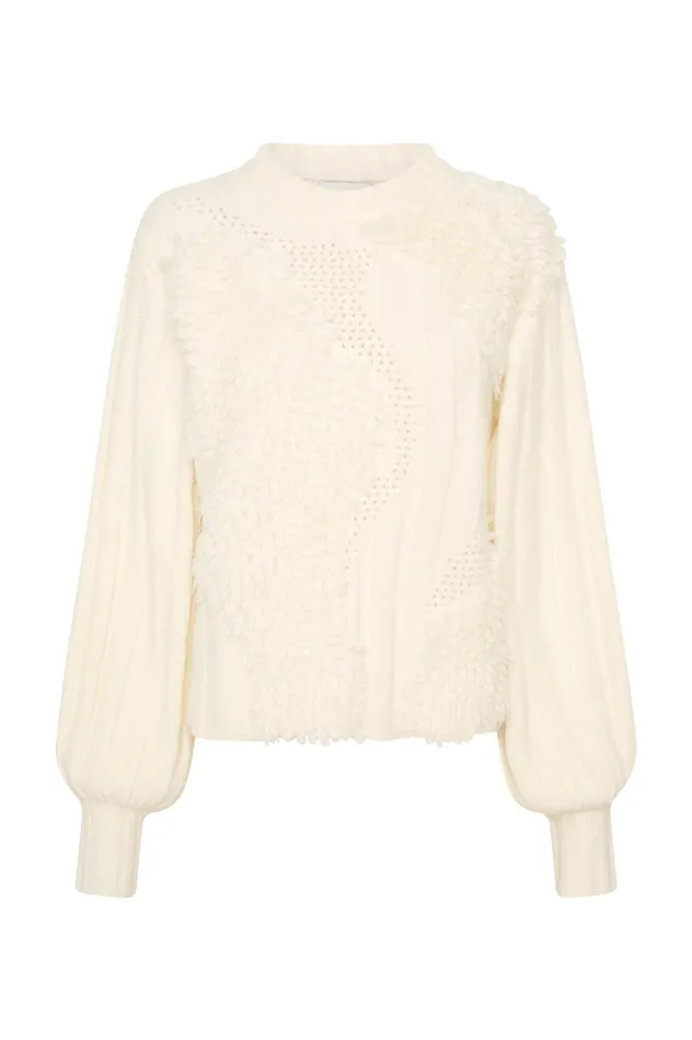 Botanica Knit Jumper Ivory Women Aje Knitwear 038 Jumpers