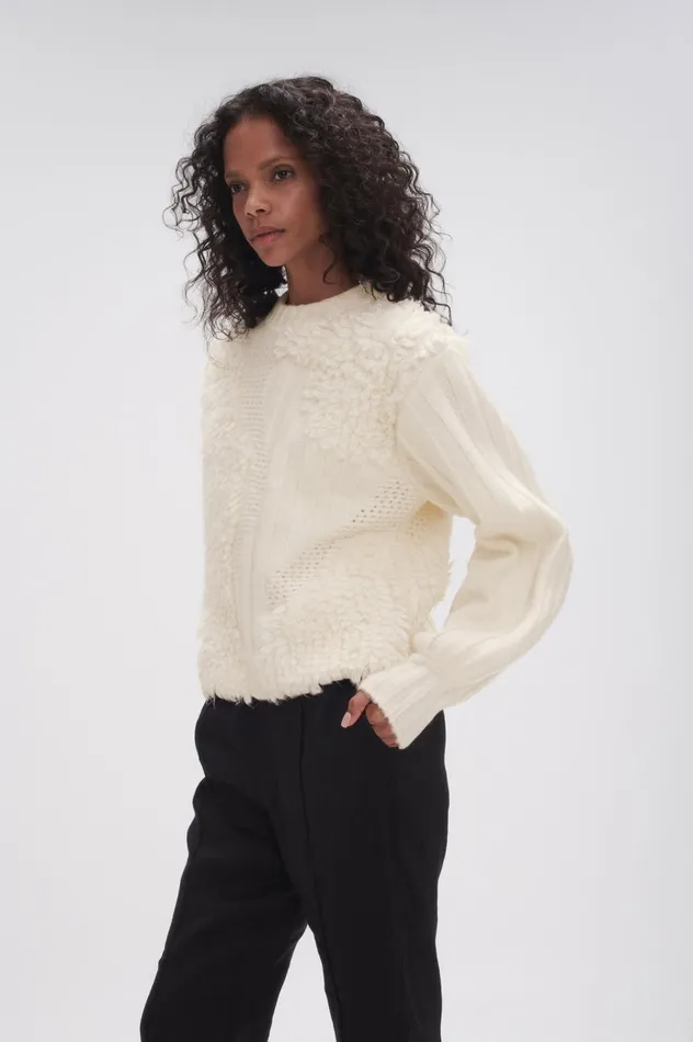 Botanica Knit Jumper Ivory Women Aje Knitwear 038 Jumpers