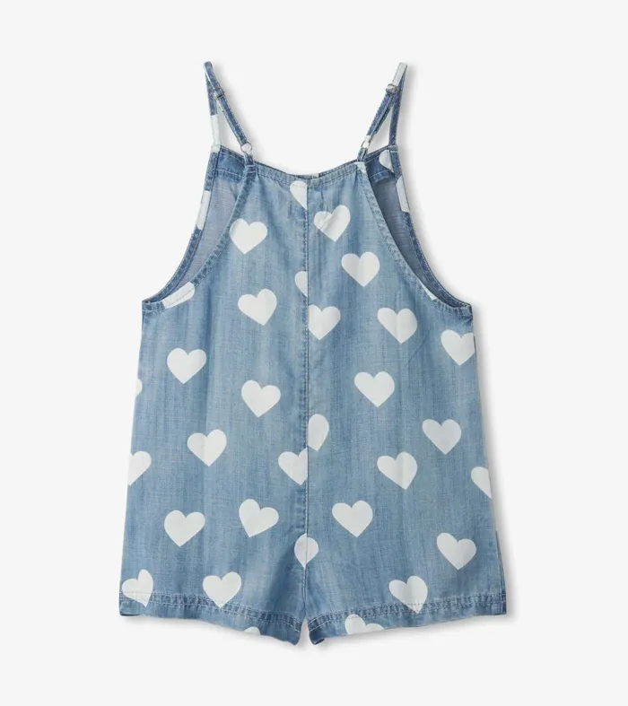 Bottoms Girls Hatley Girls Hearts Slouchy Overalls