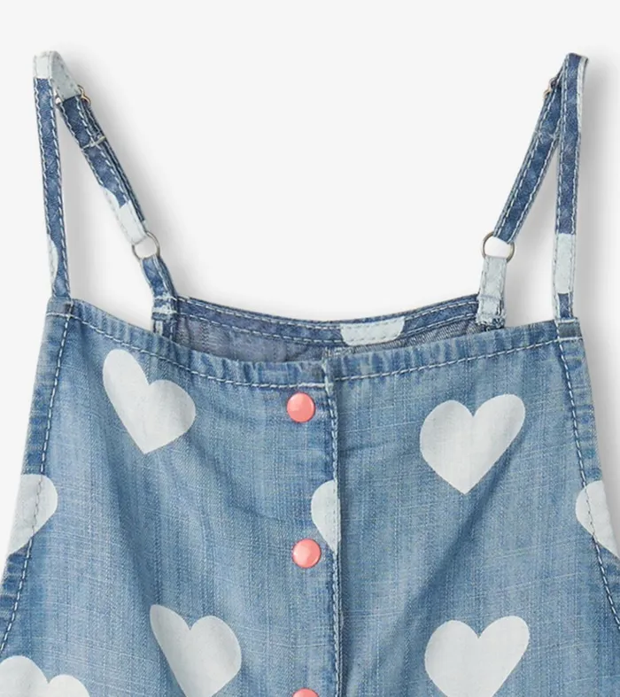 Bottoms Girls Hatley Girls Hearts Slouchy Overalls