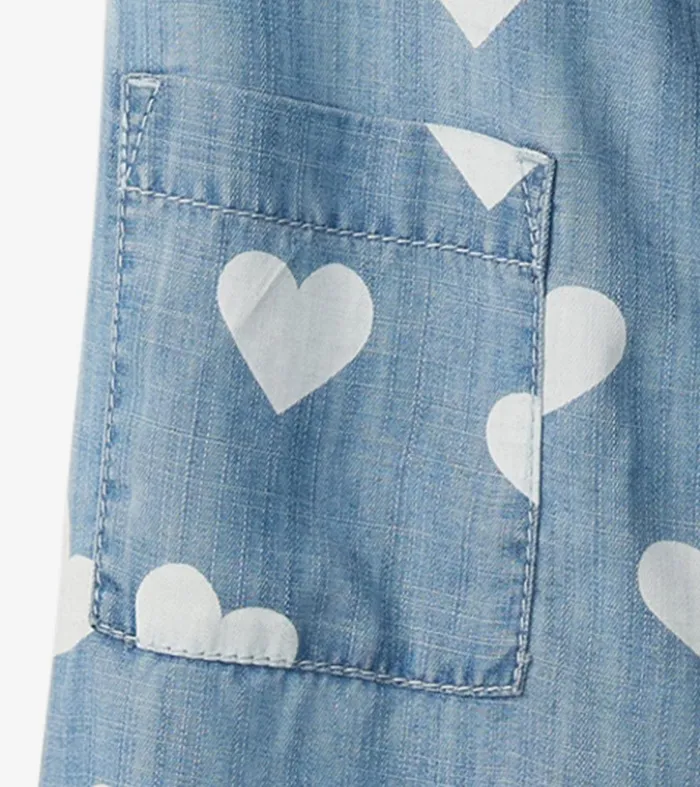 Bottoms Girls Hatley Girls Hearts Slouchy Overalls
