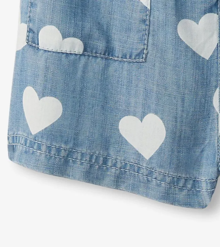 Bottoms Girls Hatley Girls Hearts Slouchy Overalls