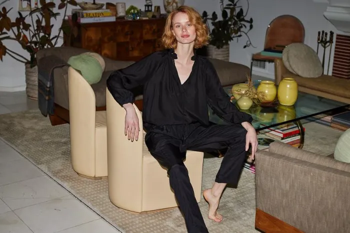 Bottoms Shop Natalie Martin BIANCA PANT Black Silk