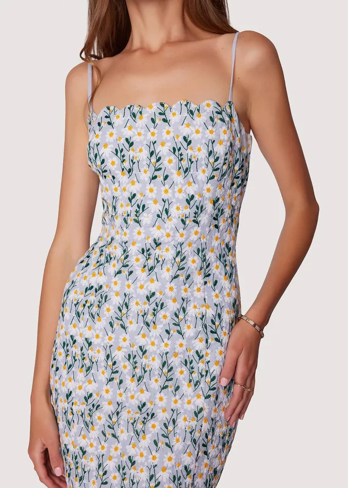 Breath Of Youth Scallop Pencil Dress Lightblue Women Lost Wander Dresses