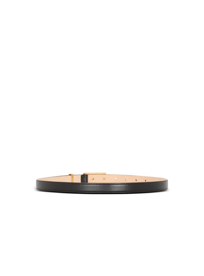 Calfskin Belt With Plaque Black Men Balmain Belts