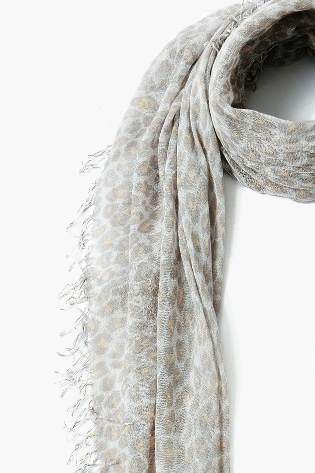 Cashmere And Silk Scarf White Leopard Women Chan Luu Scarves