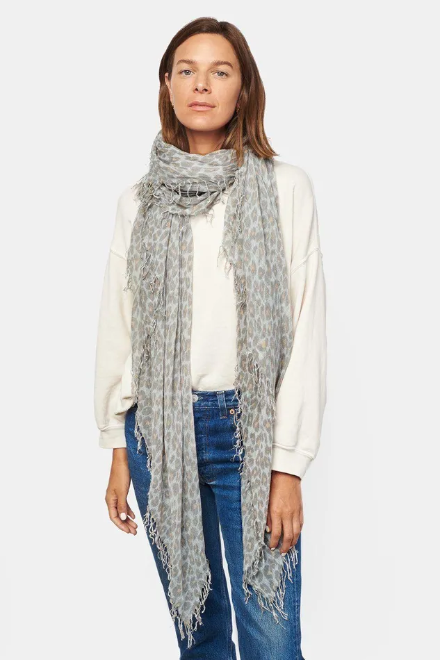 Cashmere And Silk Scarf White Leopard Women Chan Luu Scarves