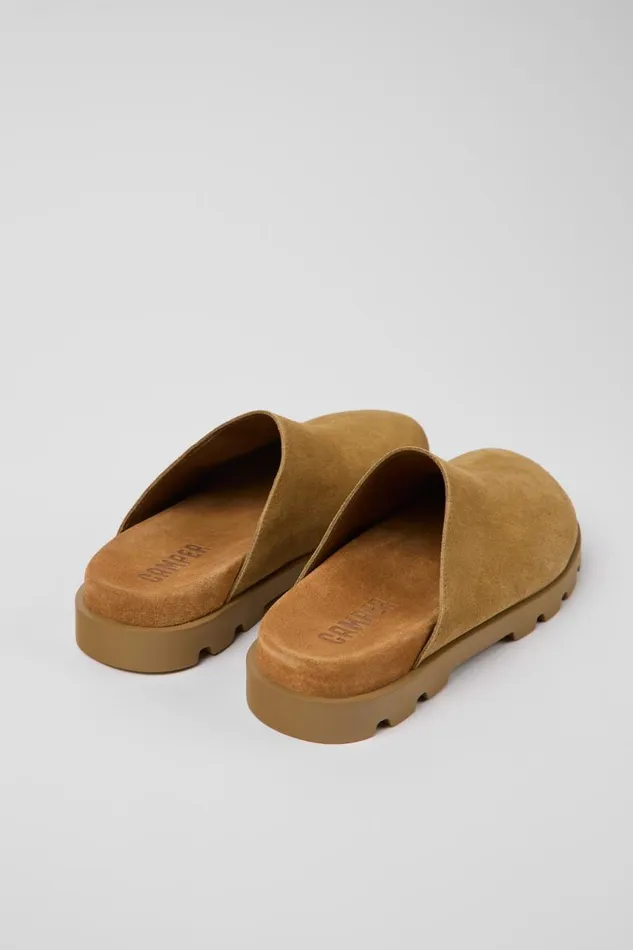 Casual Shoes Women Camper Brutus Sandal Brown Nubuck Clog Casual Shoes Women Camper Brutus Sandal Brown Nubuck Clog