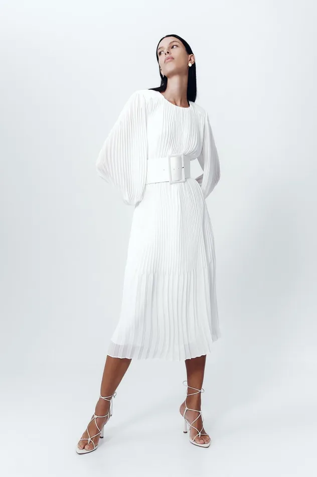 Cathedra Belted Midi Dress Ivory Women Aje White Dresses