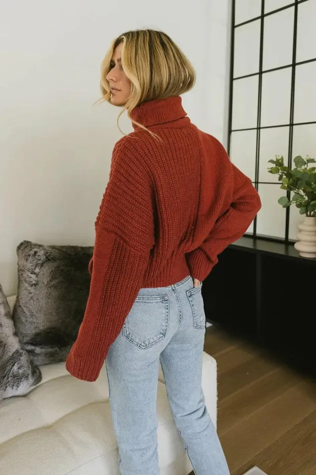 Catherine Turtleneck Sweater In Brick Brick Women Bohme Tops