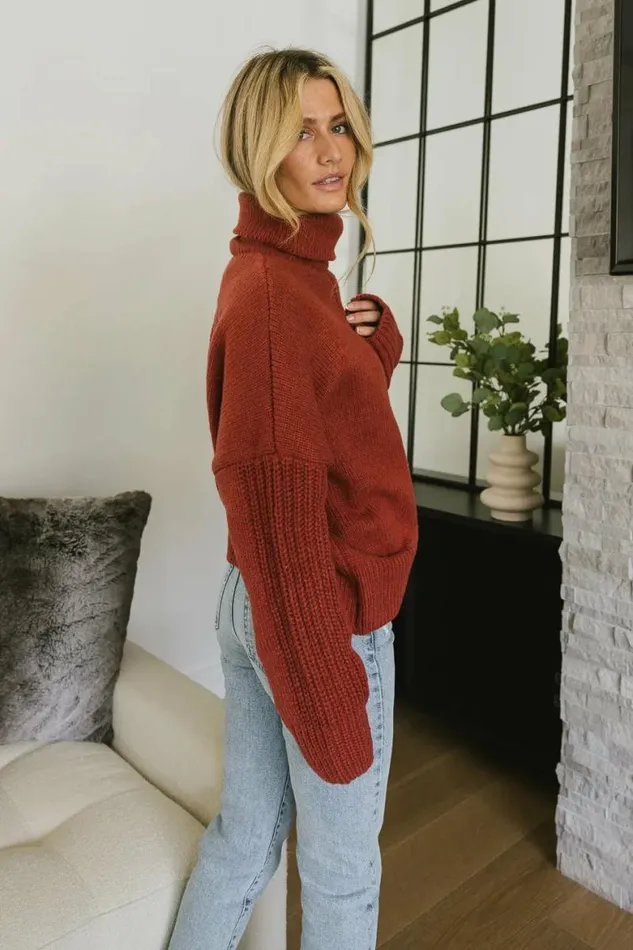 Catherine Turtleneck Sweater In Brick Brick Women Bohme Tops