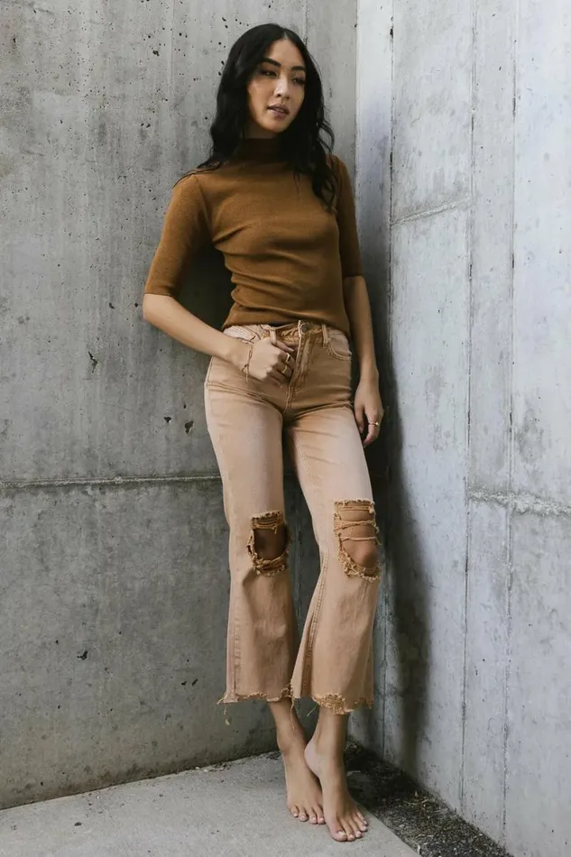 Charlie Distressed Jeans In Mustard Mustard Women Bohme Denim