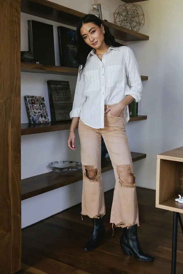 Charlie Distressed Jeans In Mustard Mustard Women Bohme Denim