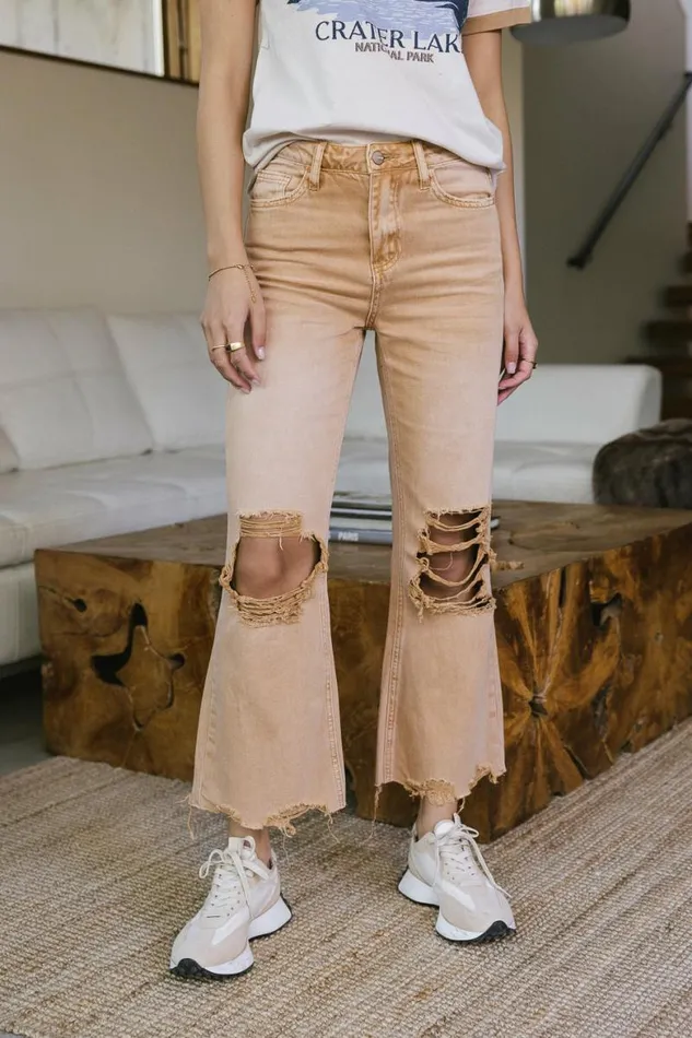 Charlie Distressed Jeans In Mustard Mustard Women Bohme Denim