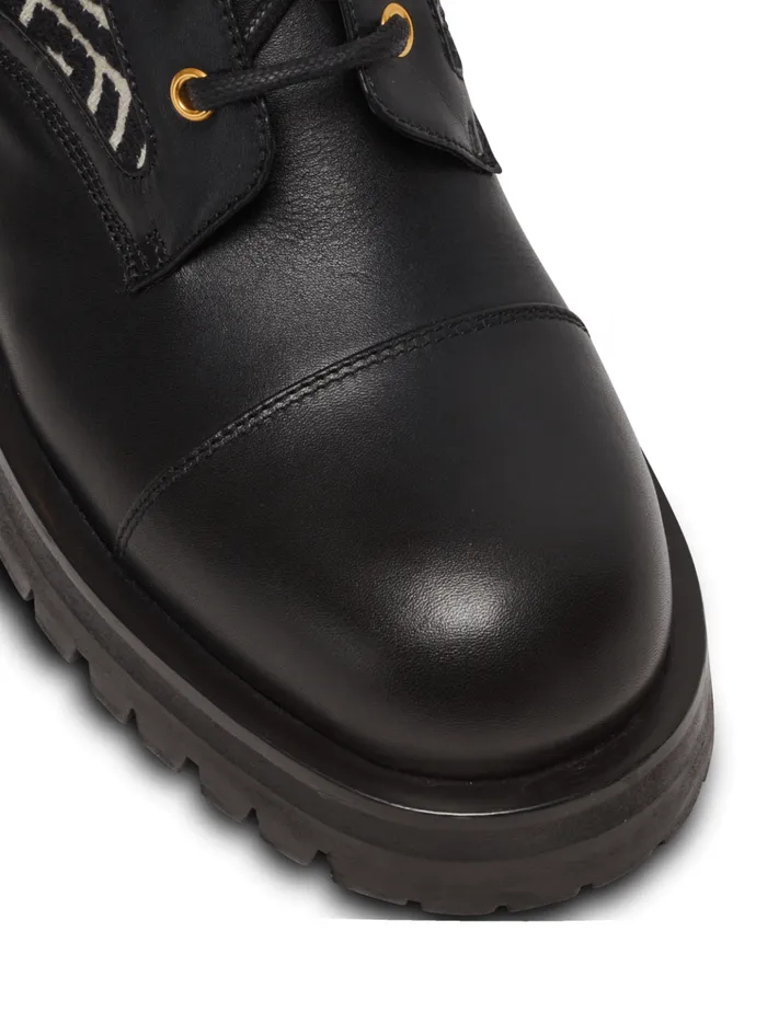 Charlie Monogram Jacquard And Leather Ranger Boots Black Women Balmain Boots