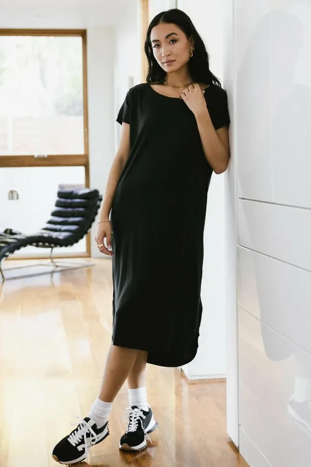 Claire TShirt Dress In Black Black Women Bohme Dresses
