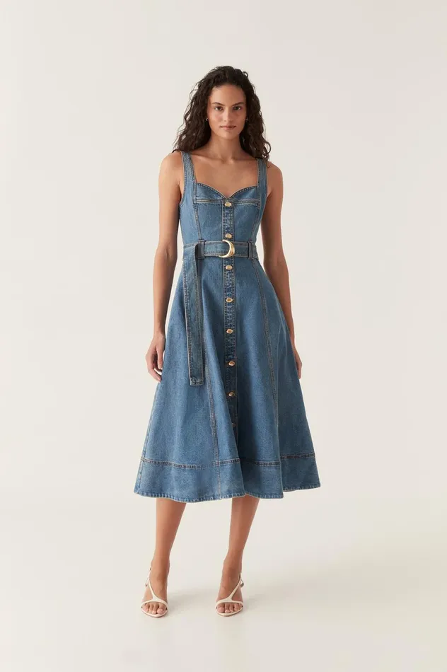 Clay Denim Midi Dress 90039s Wash Women Aje Denim
