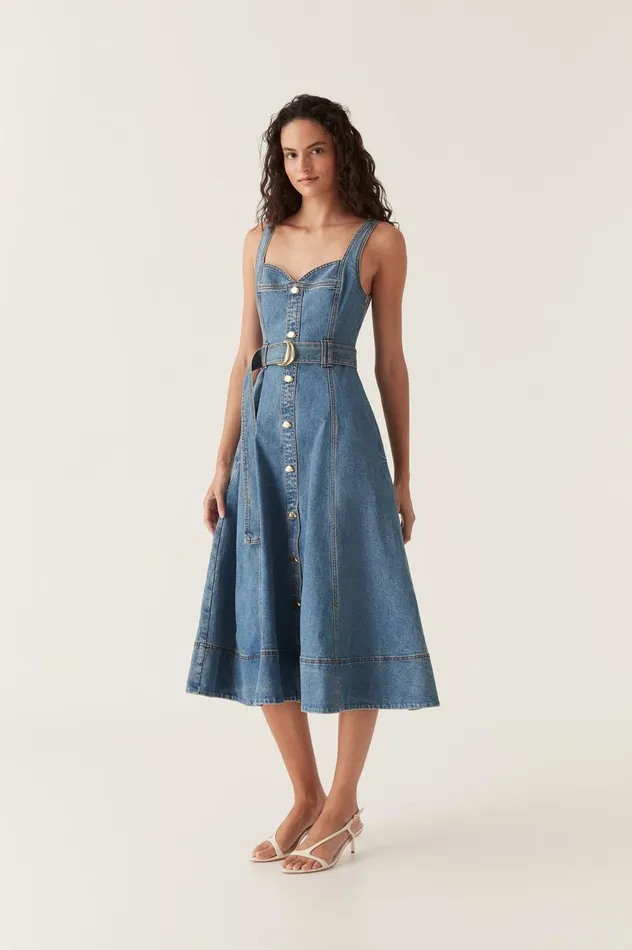 Clay Denim Midi Dress 90039s Wash Women Aje Denim