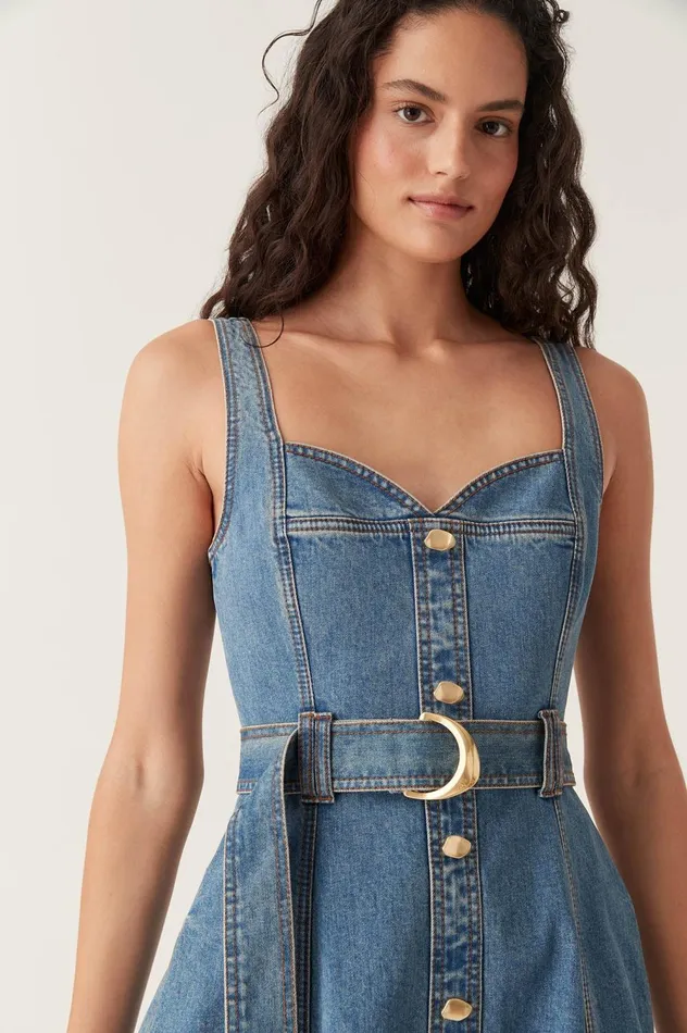 Clay Denim Midi Dress 90039s Wash Women Aje Denim