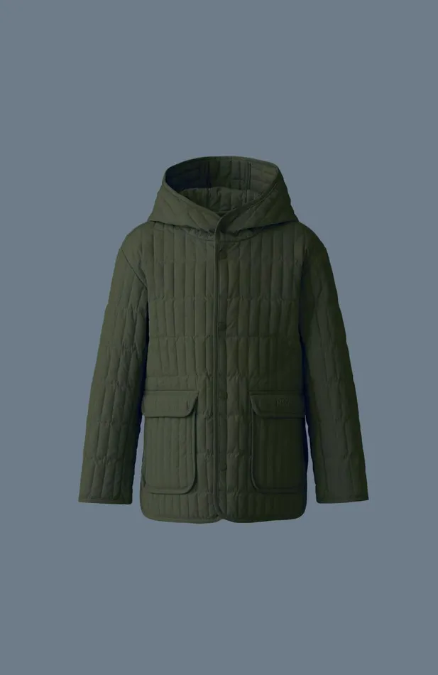 Coats and Jackets Kids Mackage SPENCER Light Down Vertical Quilted Jacket For Kids 814 Years Light Military
